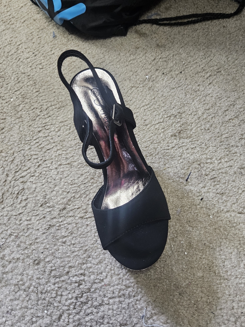Black Slingback Women's Sandal with Metallic Insole